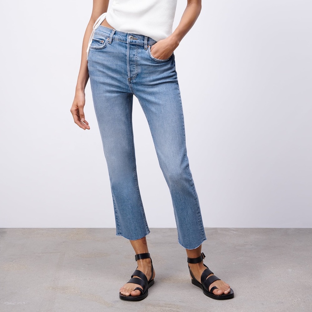 Zara | The Dreed Flare Jeans in Fern Blue | US 6